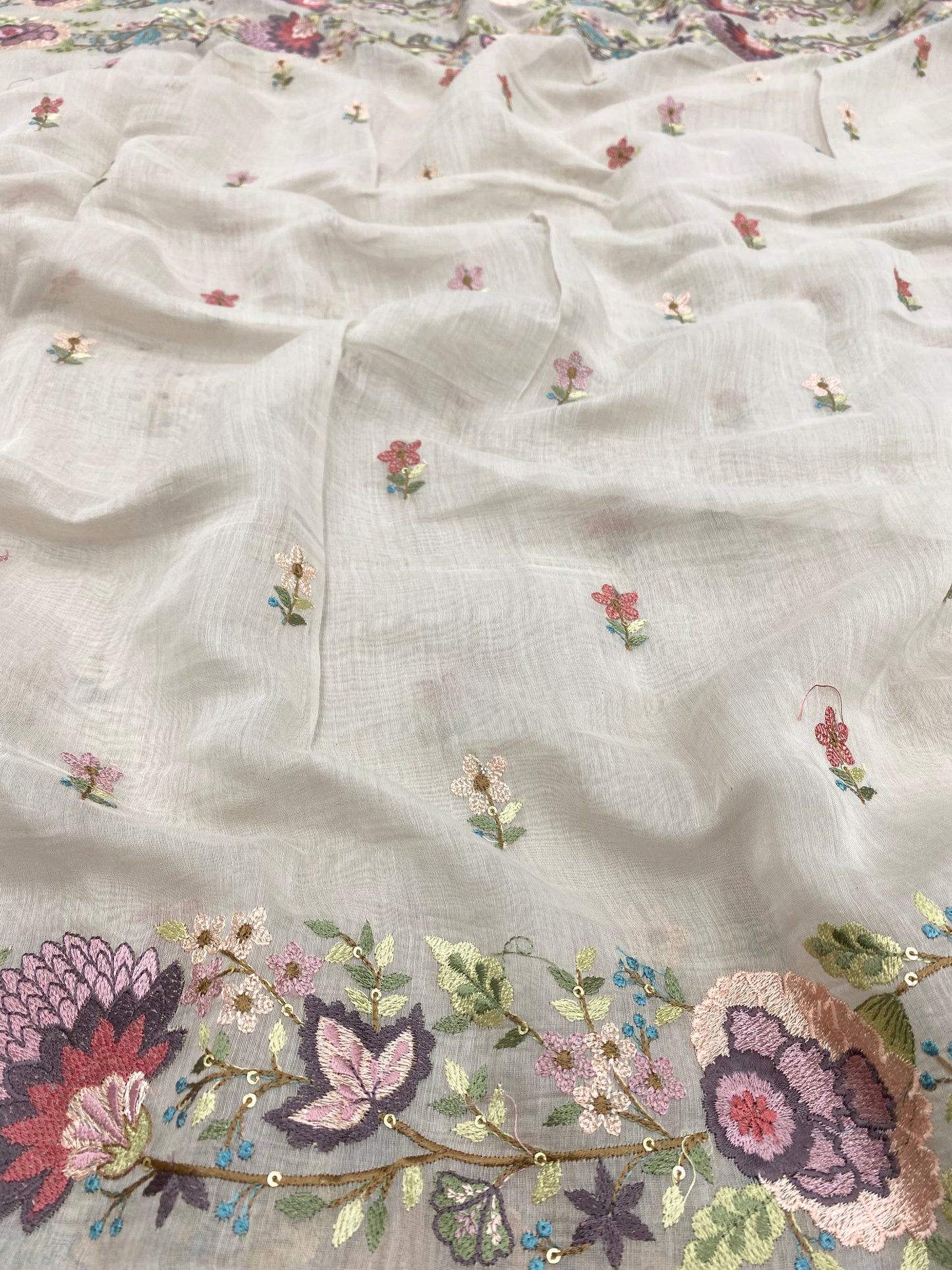 Chanderi Embroidery Dupatta Fabric (Color Available)