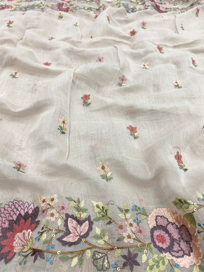 Chanderi Embroidery Dupatta Fabric (Color Available)