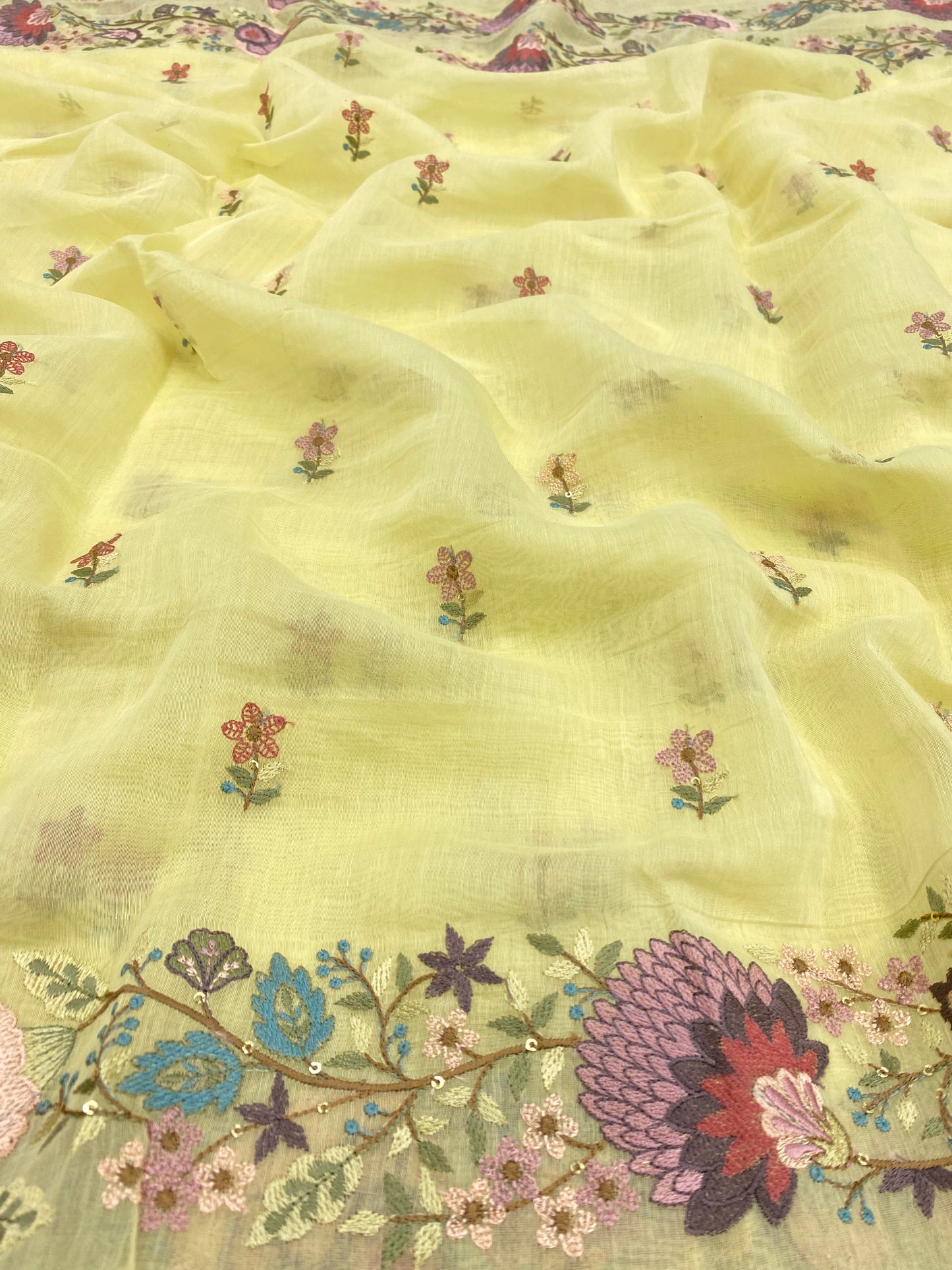 Chanderi Embroidery Dupatta Fabric (Color Available)