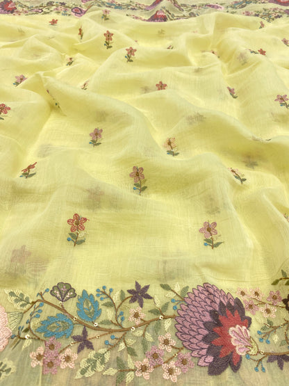 Chanderi Embroidery Dupatta Fabric (Color Available)