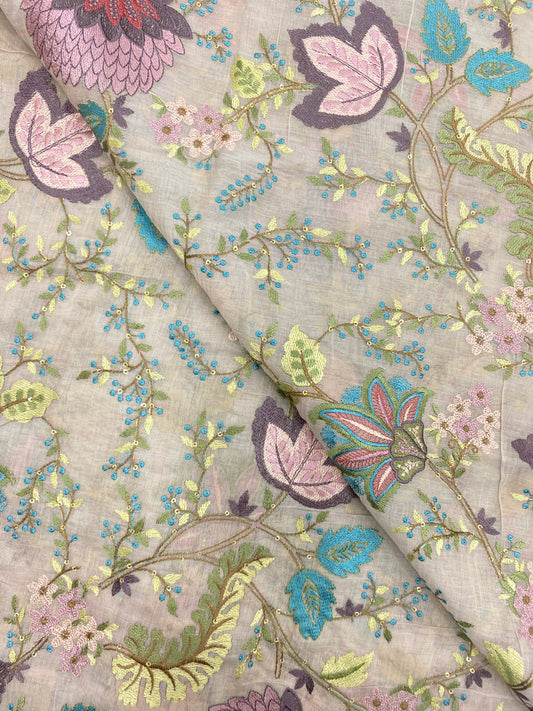 Chanderi Embroidery (Color Available) 44"Inch