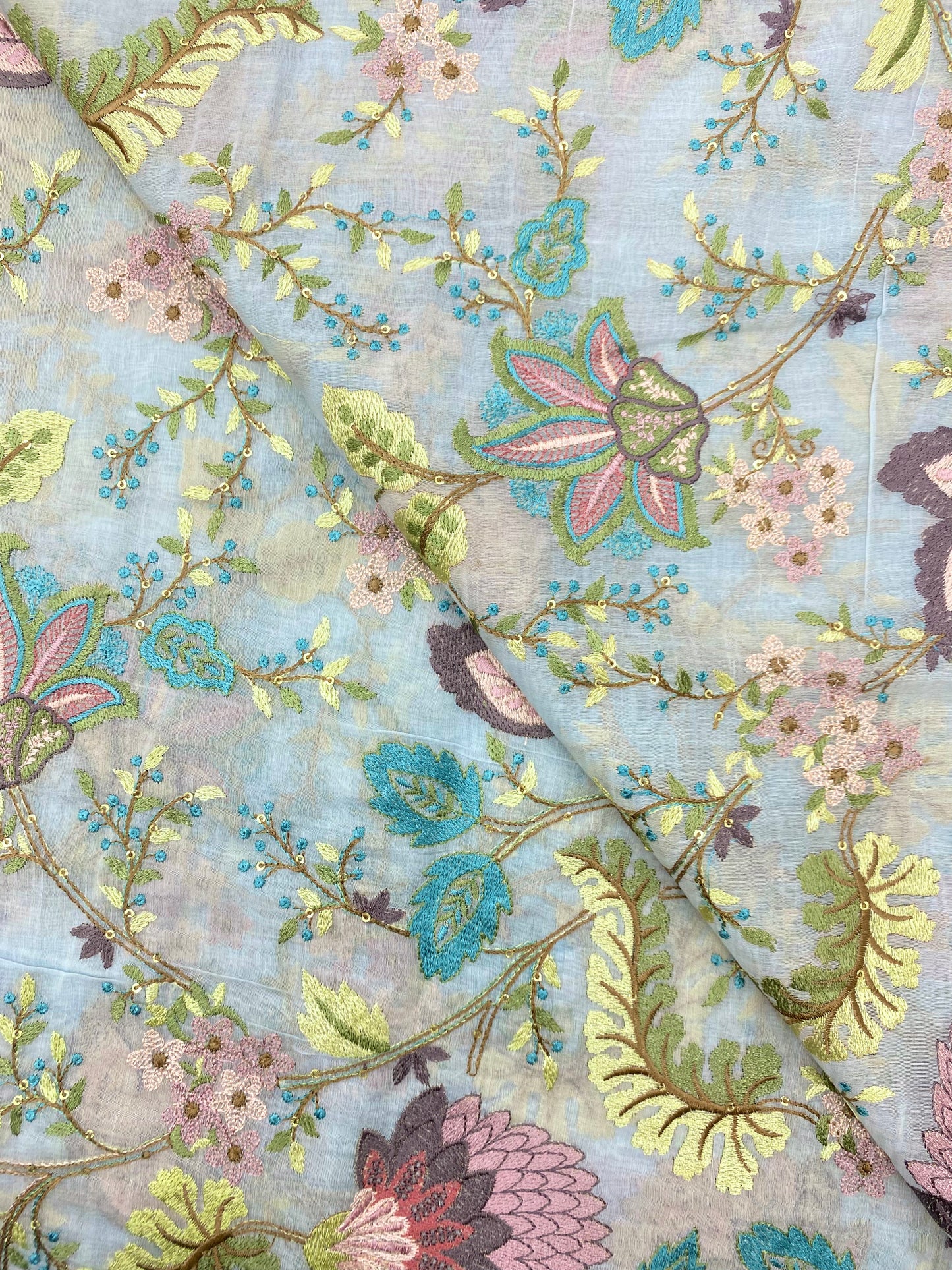 Chanderi Embroidery (Color Available) 44"Inch