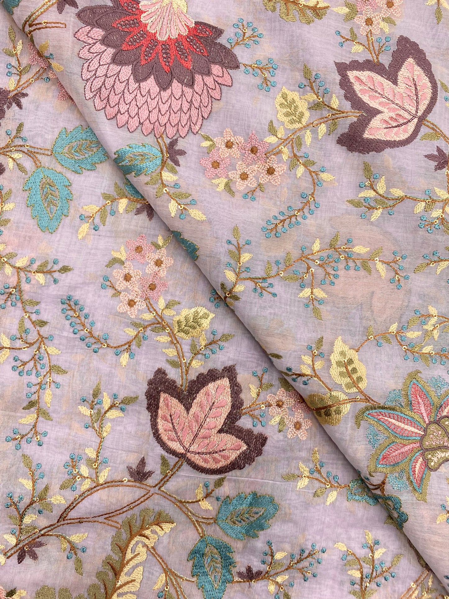 Chanderi Embroidery (Color Available) 44"Inch