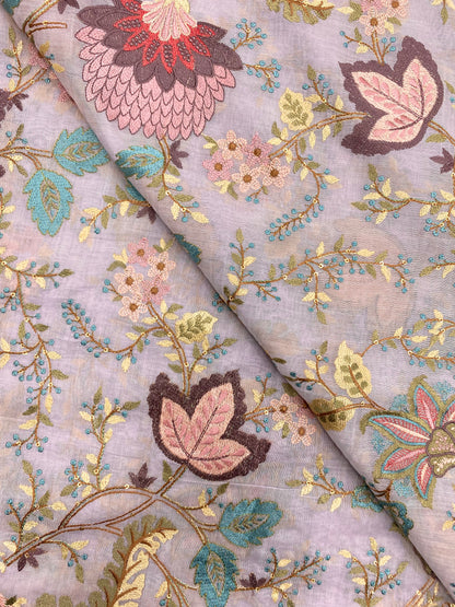 Chanderi Embroidery (Color Available) 44"Inch