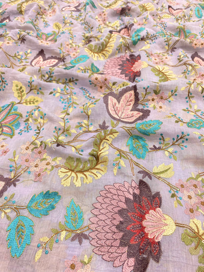 Chanderi Embroidery (Color Available) 44"Inch