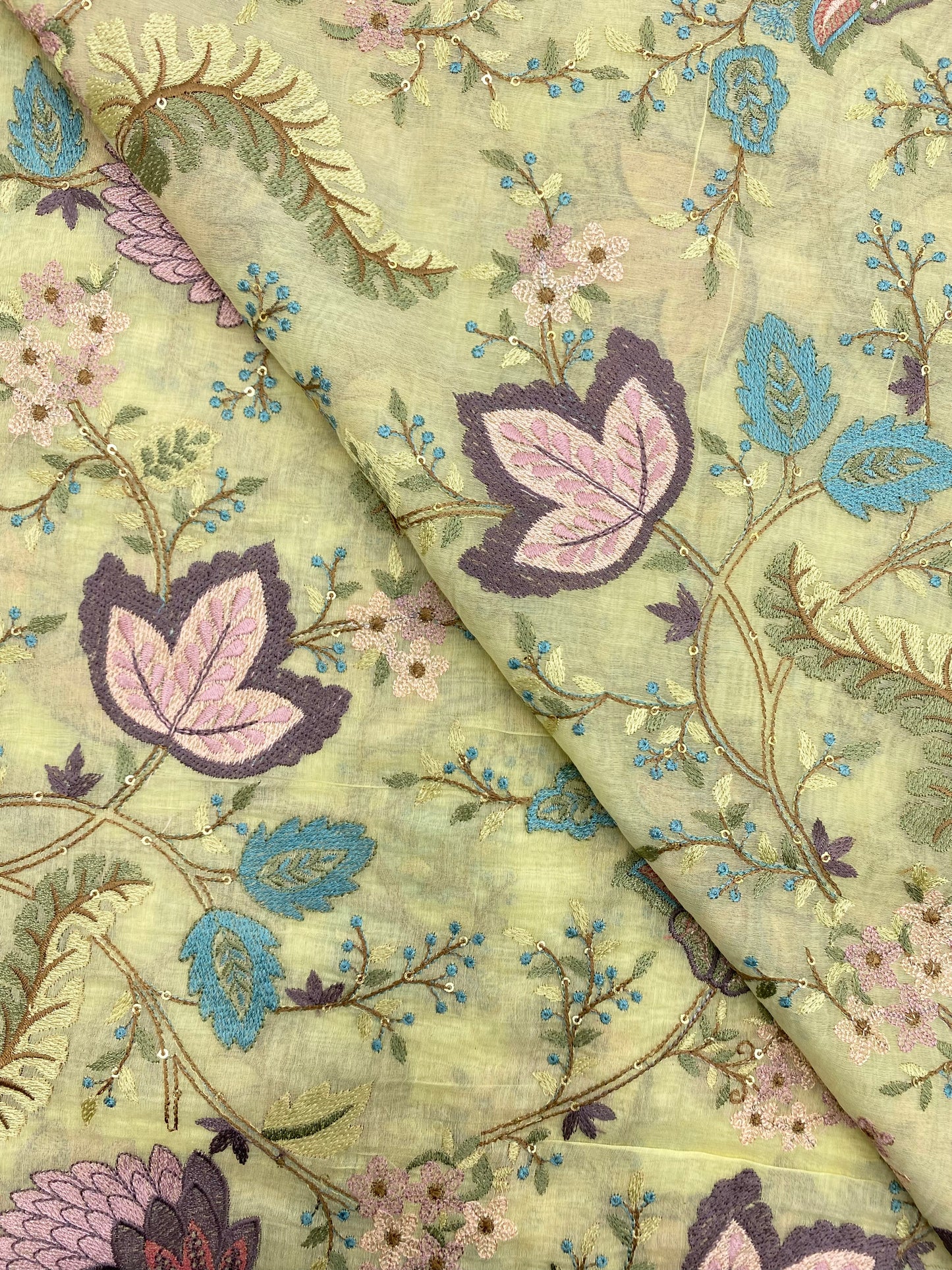 Chanderi Embroidery (Color Available) 44"Inch