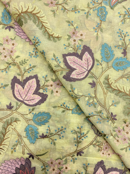 Chanderi Embroidery (Color Available) 44"Inch