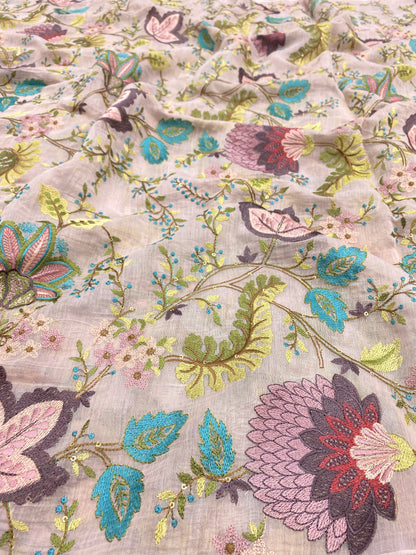 Chanderi Embroidery (Color Available) 44"Inch