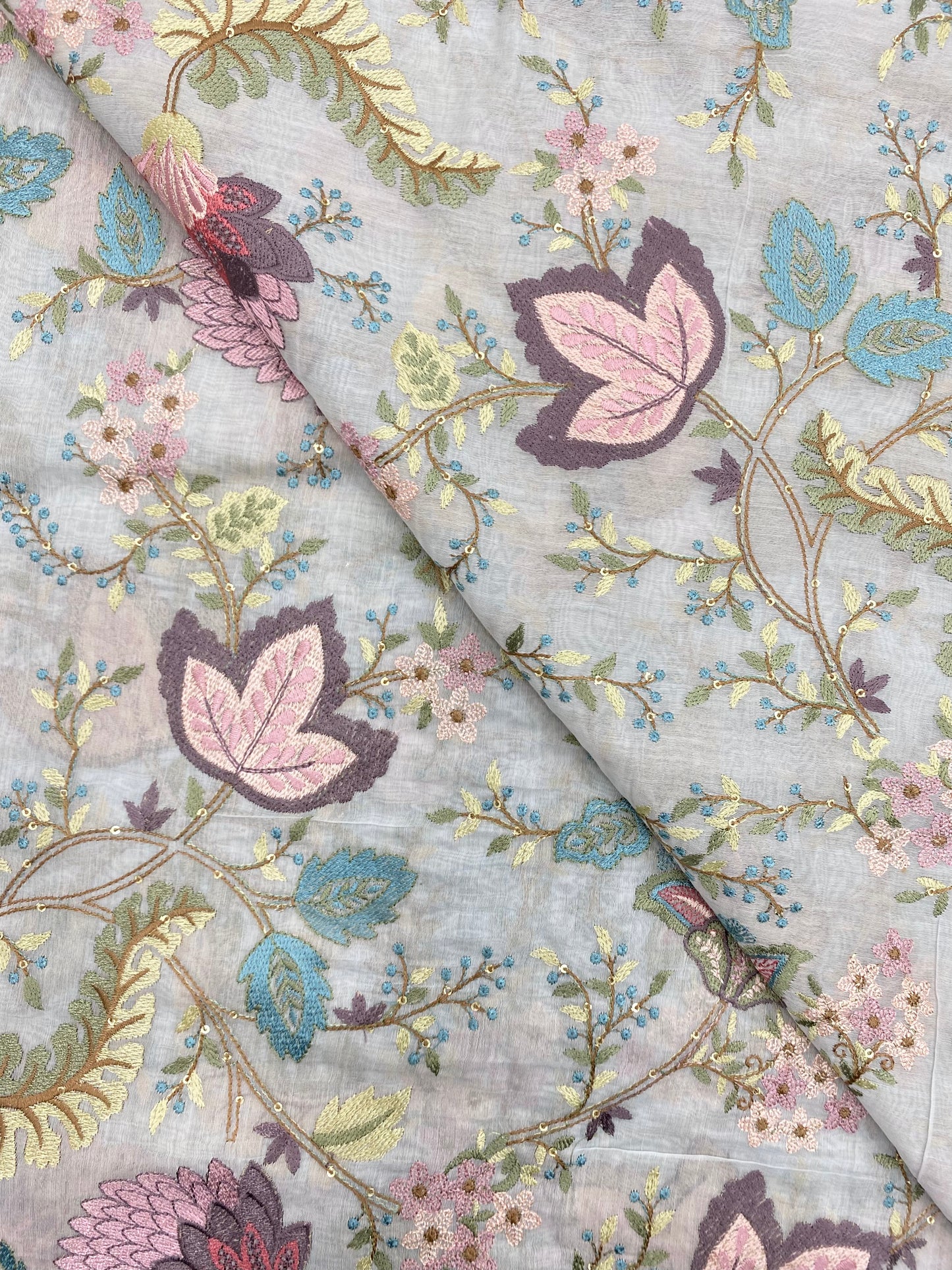 Chanderi Embroidery (Color Available) 44"Inch