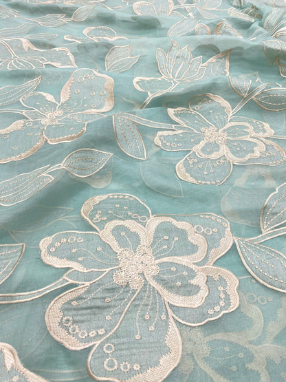 Pure Silk Organza Applique Work (Color Available) (44"Inch)