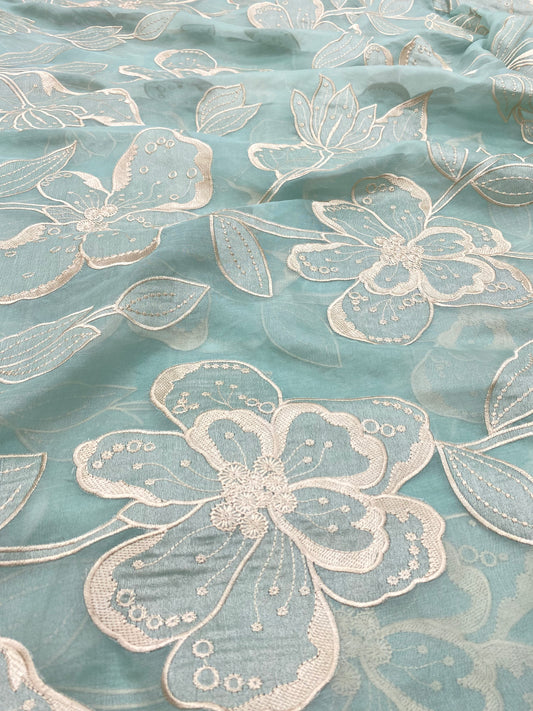 Pure Silk Organza Applique Work (Color Available) (44"Inch)