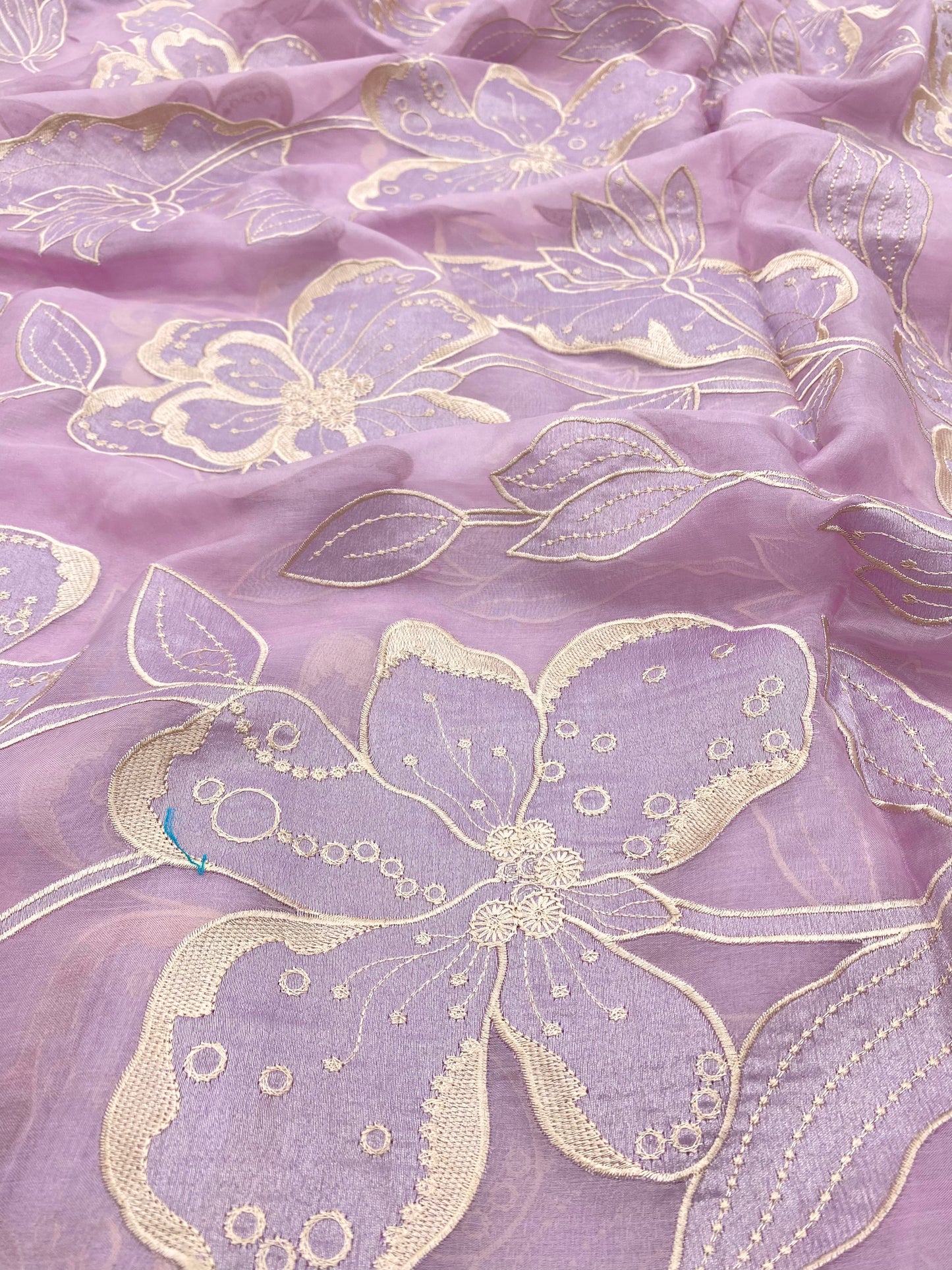 Pure Silk Organza Applique Work (Color Available) (44"Inch)