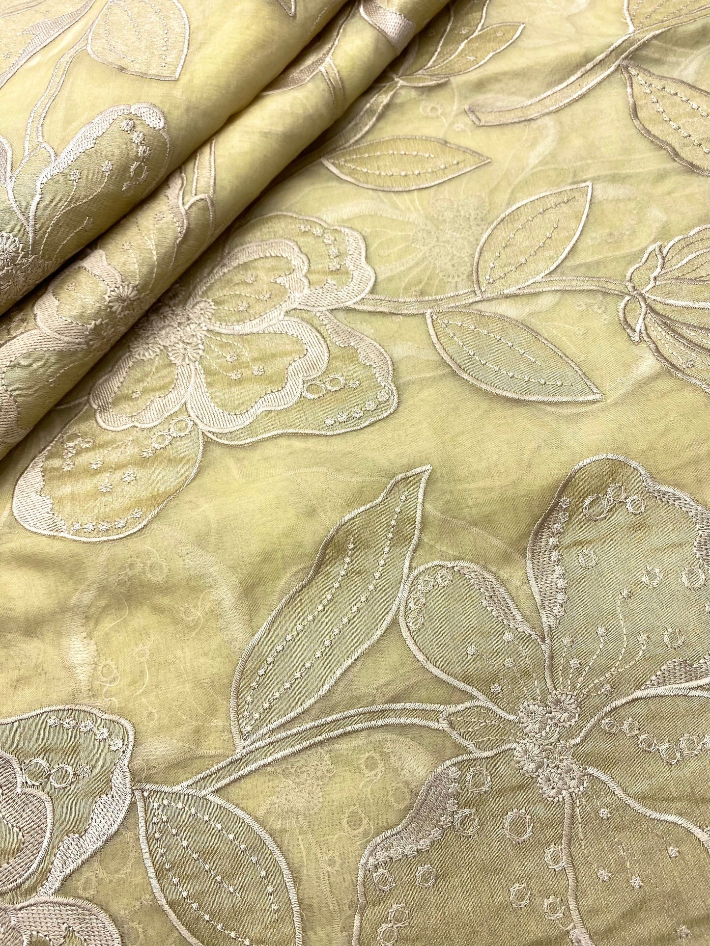 Pure Silk Organza Applique Work (Color Available) (44"Inch)