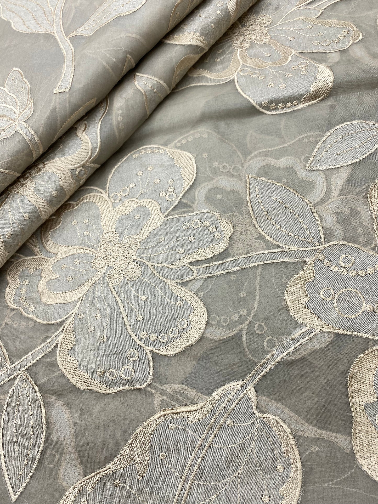 Pure Silk Organza Applique Work (Color Available) (44"Inch)