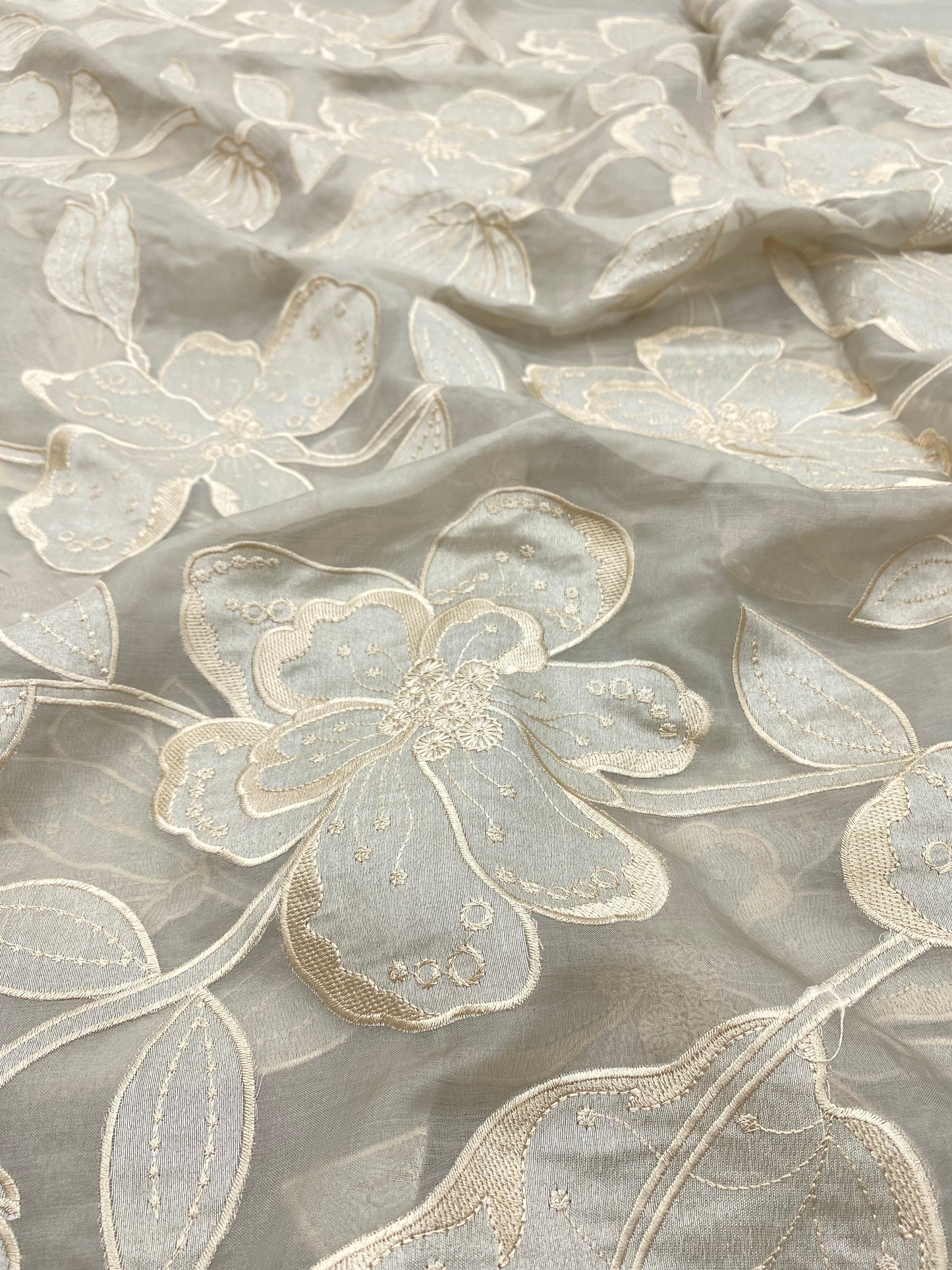 Pure Silk Organza Applique Work (Color Available) (44"Inch)