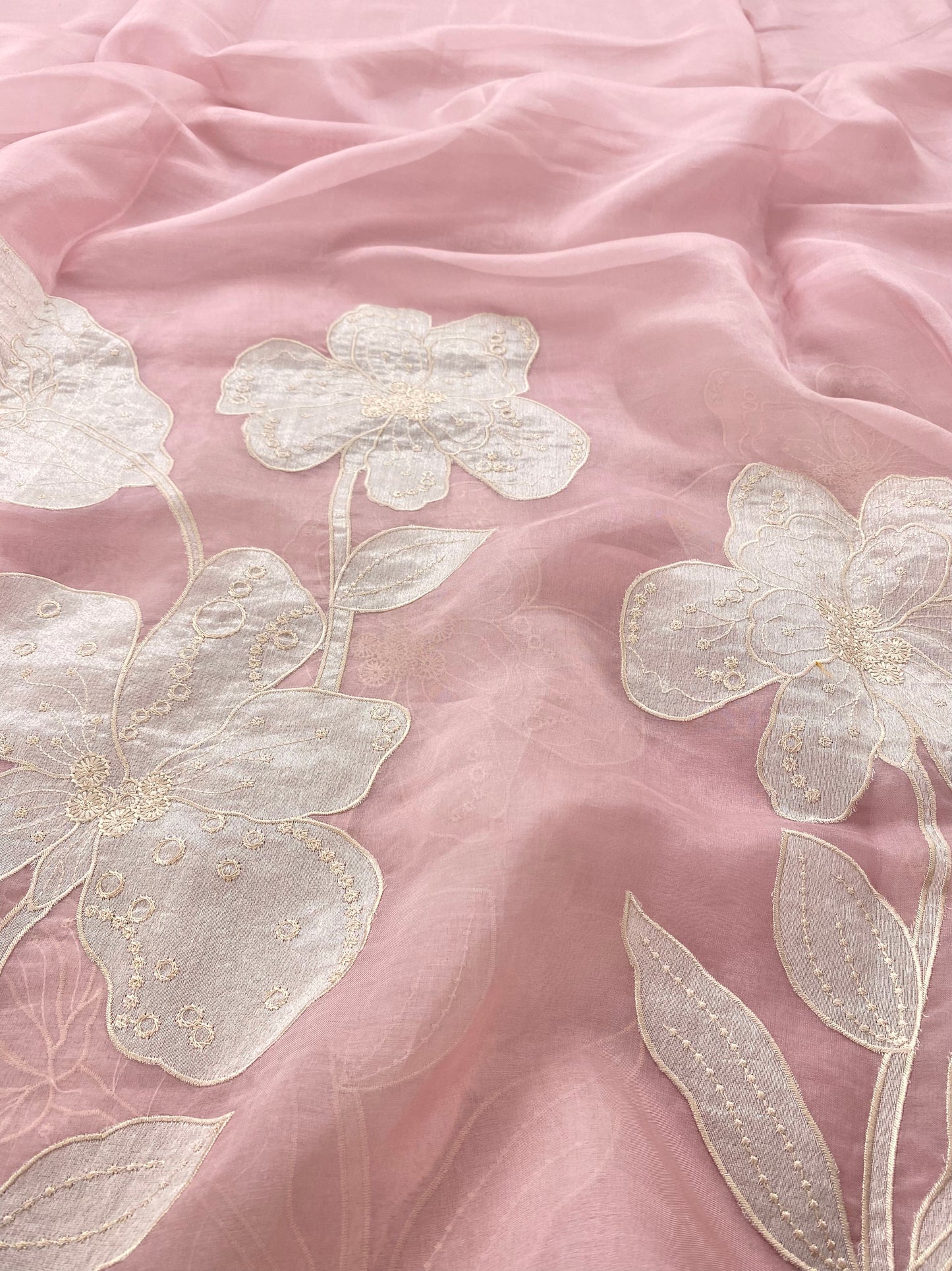 Silk Organza Embroidery With Panel (Color Available) 44"Inch