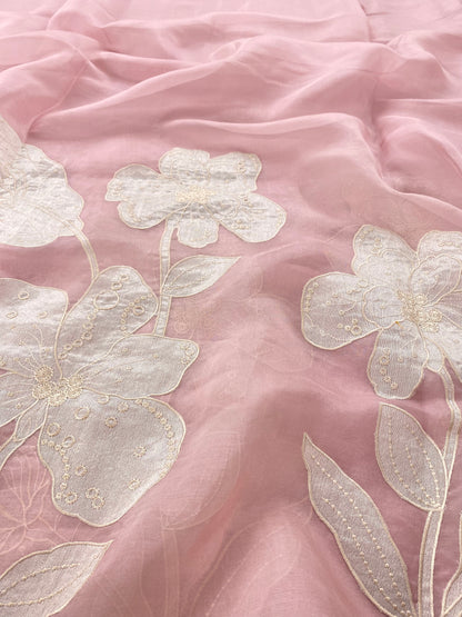 Silk Organza Embroidery With Panel (Color Available) 44"Inch