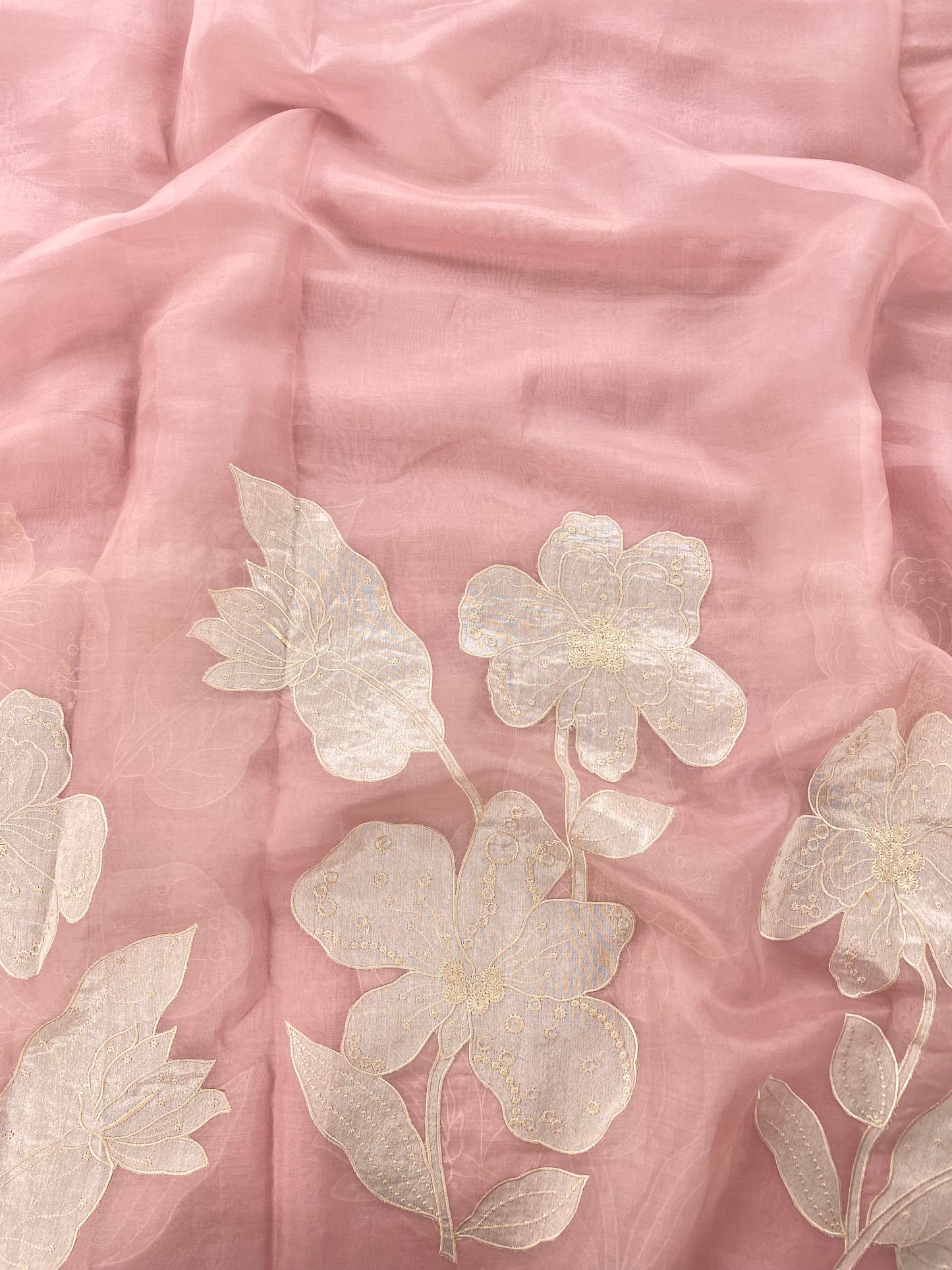 Silk Organza Embroidery With Panel (Color Available) 44"Inch