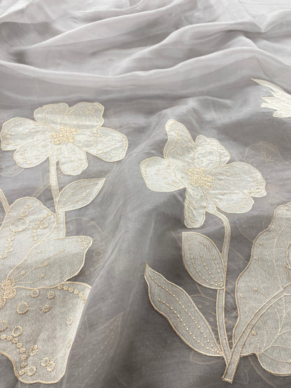 Silk Organza Embroidery With Panel (Color Available) 44"Inch