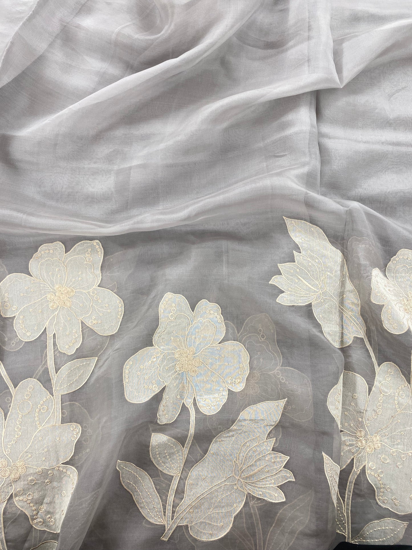 Silk Organza Embroidery With Panel (Color Available) 44"Inch