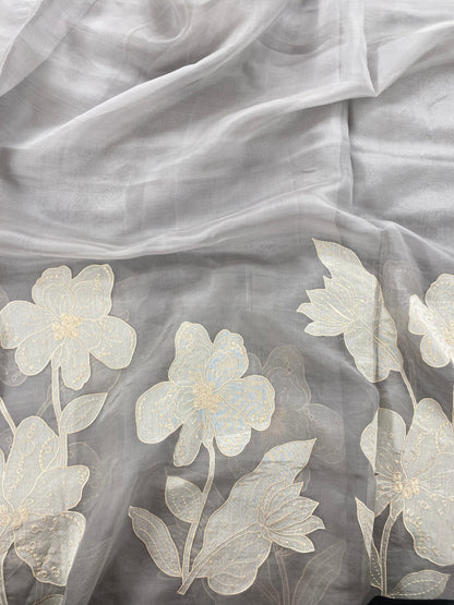 Silk Organza Embroidery With Panel (Color Available) 44"Inch