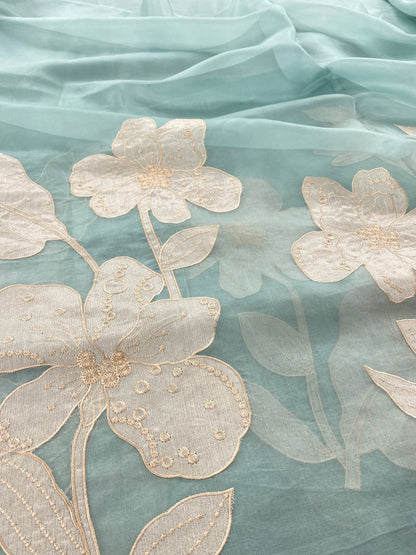 Silk Organza Embroidery With Panel (Color Available) 44"Inch