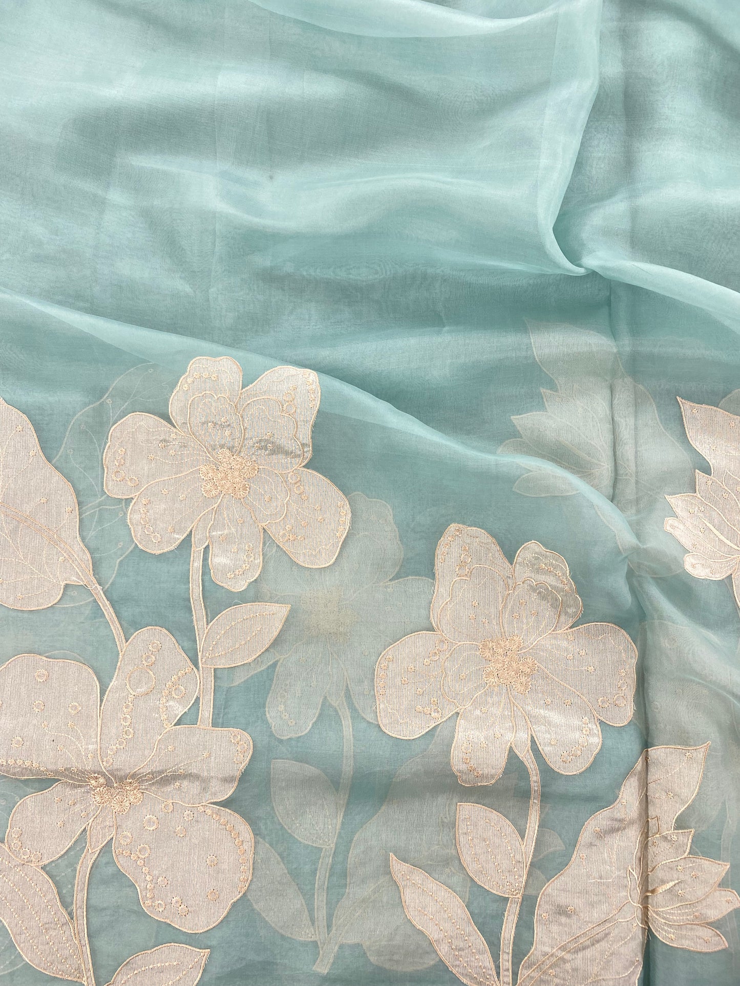 Silk Organza Embroidery With Panel (Color Available) 44"Inch