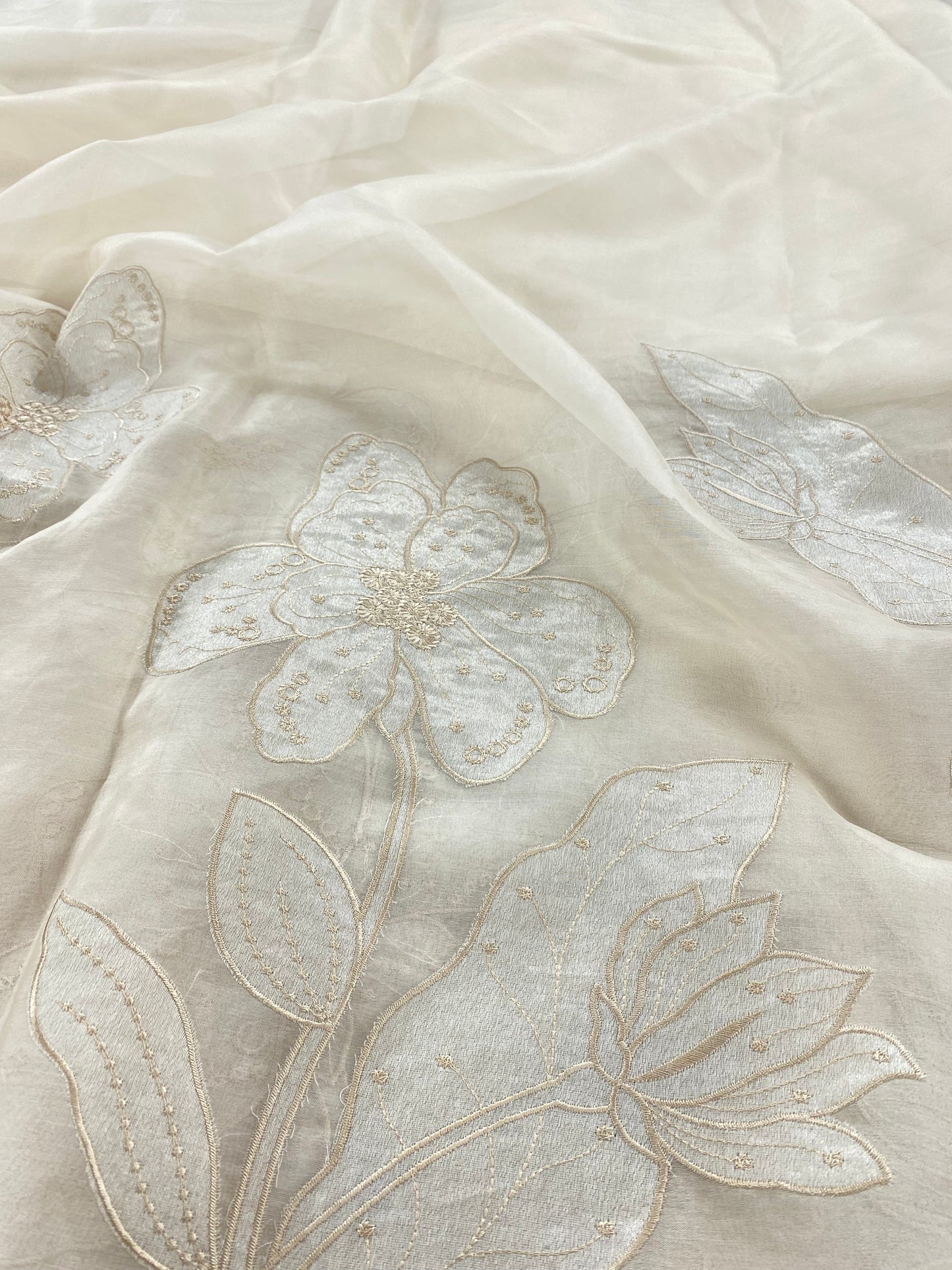 Silk Organza Embroidery With Panel (Color Available) 44"Inch