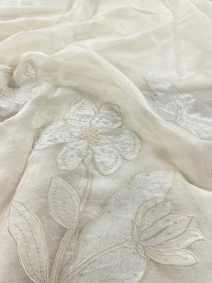 Silk Organza Embroidery With Panel (Color Available) 44"Inch