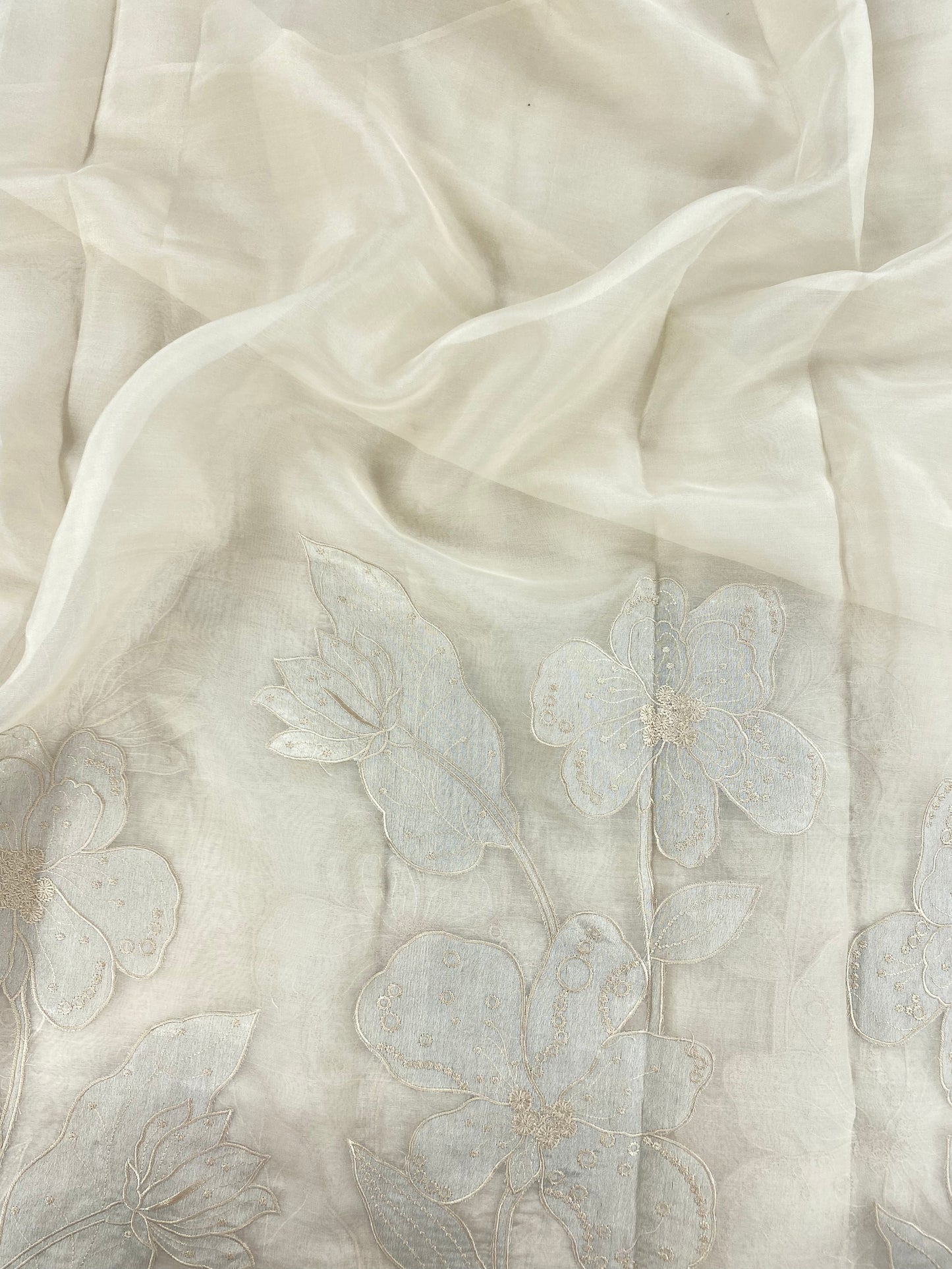 Silk Organza Embroidery With Panel (Color Available) 44"Inch