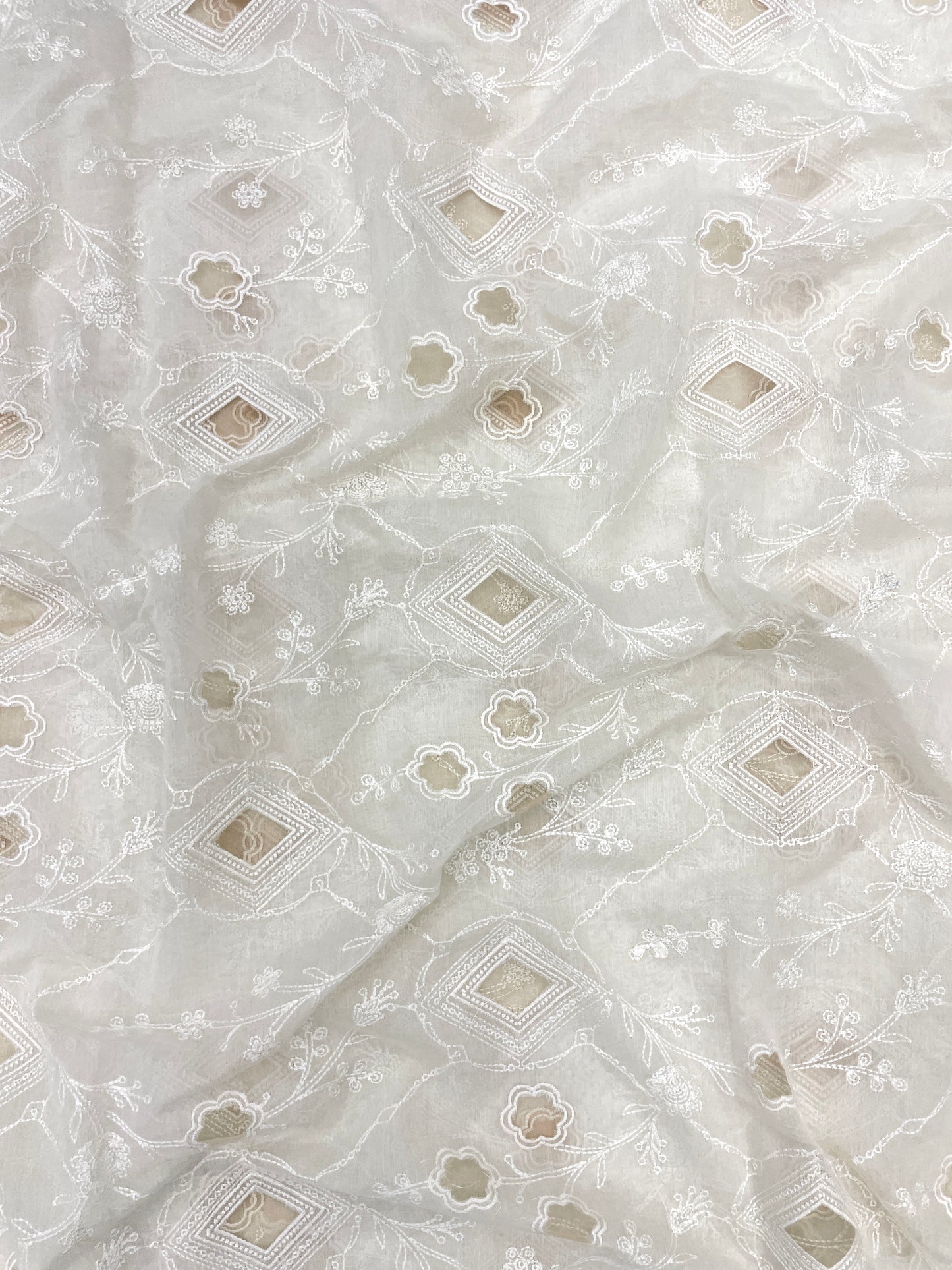 Chanderi Silk Embroidery (Dyeable) 44"inch