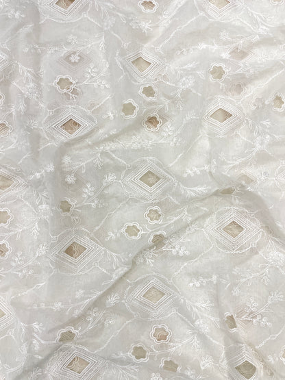 Chanderi Silk Embroidery (Dyeable) 44"inch