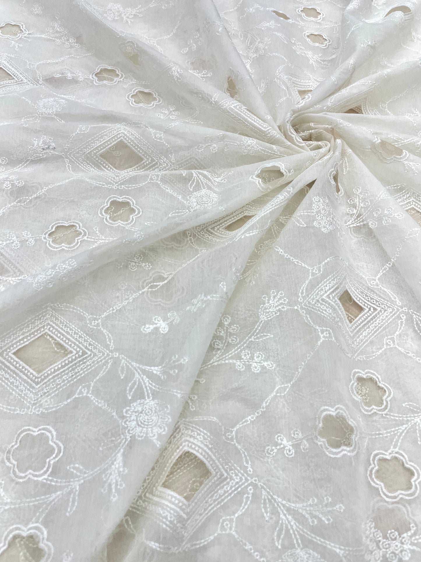 Chanderi Silk Embroidery (Dyeable) 44"inch