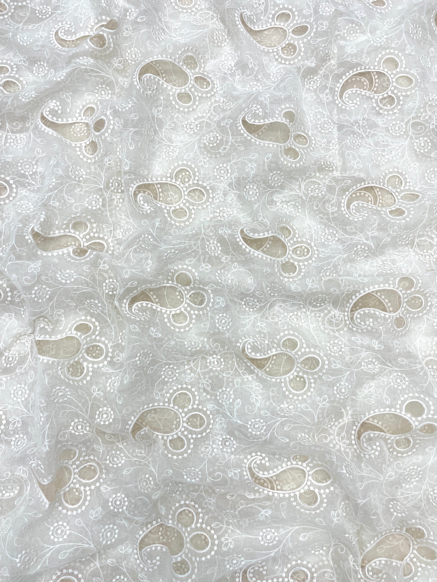 Chanderi Silk Cutwork Embroidery (Dyeable) 44"inch