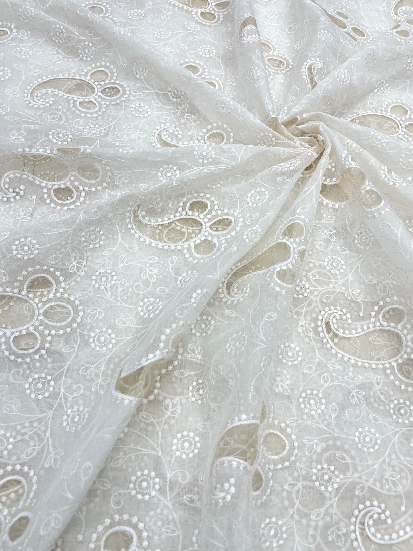 Chanderi Silk Cutwork Embroidery (Dyeable) 44"inch