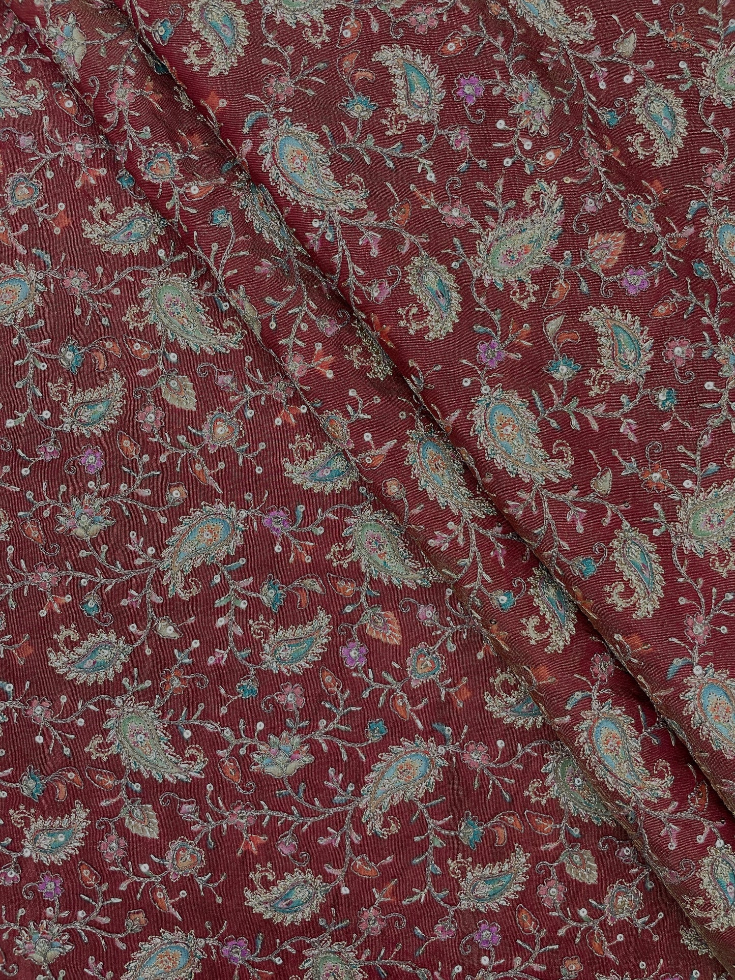 Tissue Print With Embroidery (colors available) 44"inch