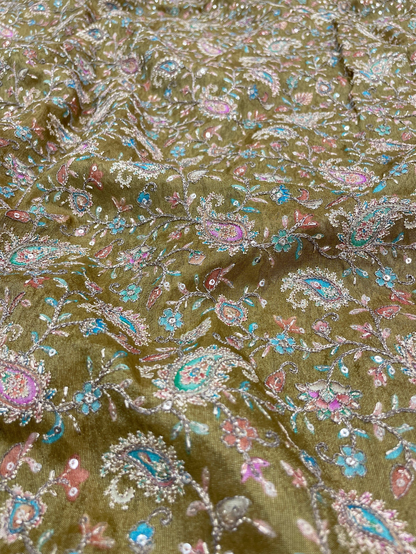 Tissue Print With Embroidery (colors available) 44"inch