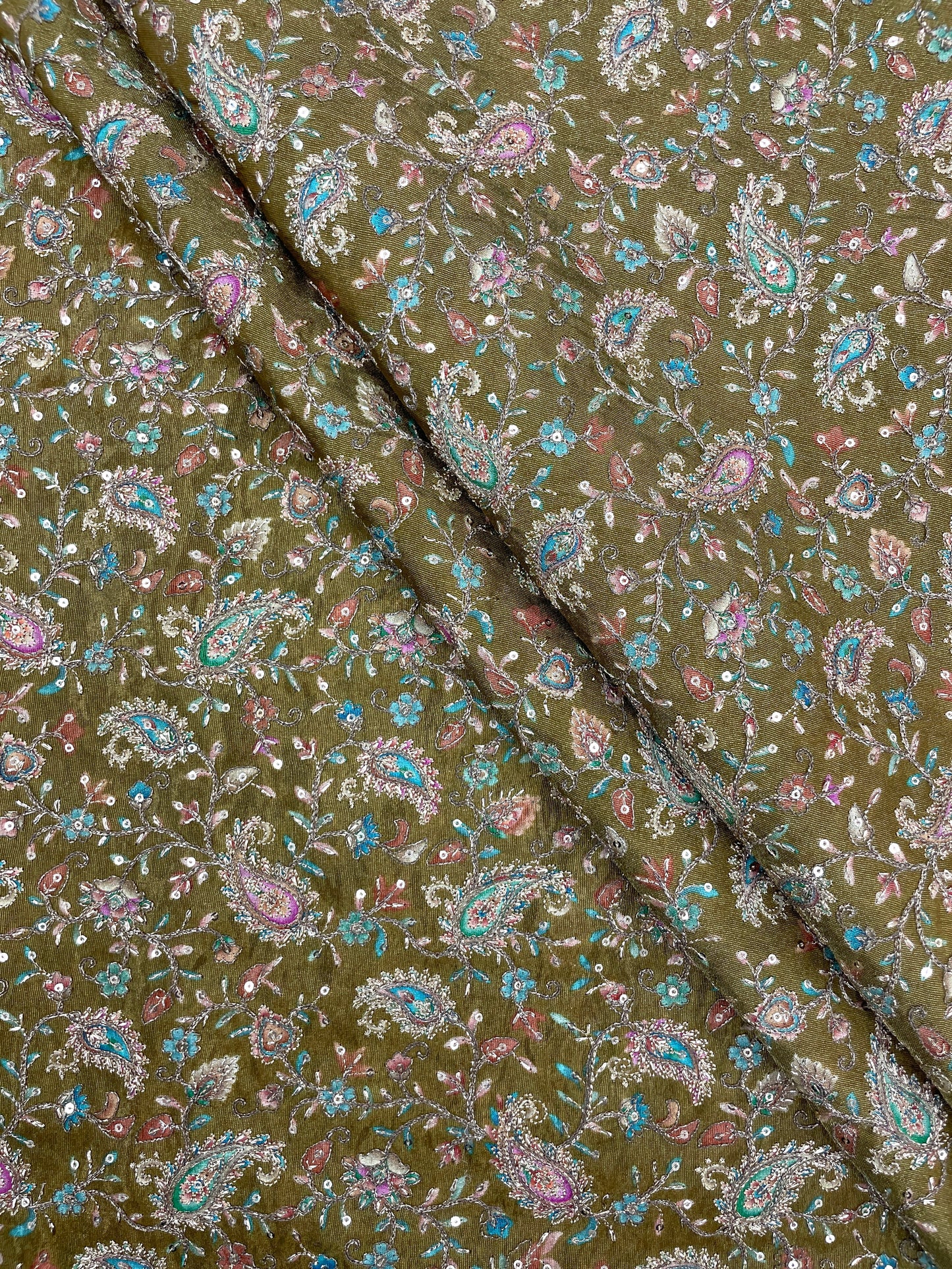 Tissue Print With Embroidery (colors available) 44"inch