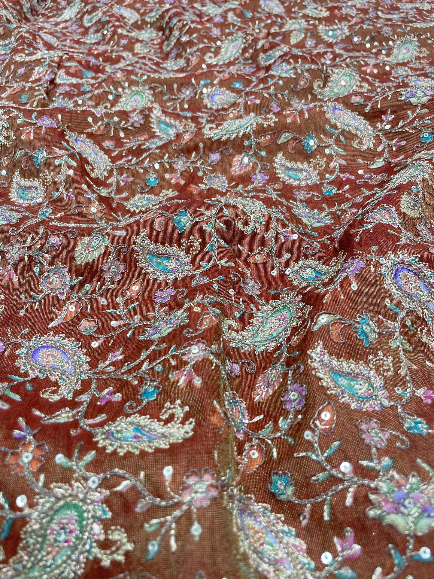 Tissue Print With Embroidery (colors available) 44"inch