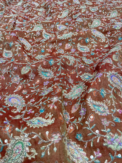 Tissue Print With Embroidery (colors available) 44"inch