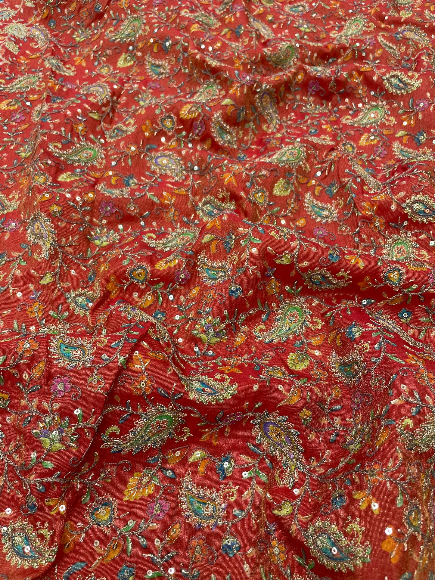 Tissue Print With Embroidery (colors available) 44"inch