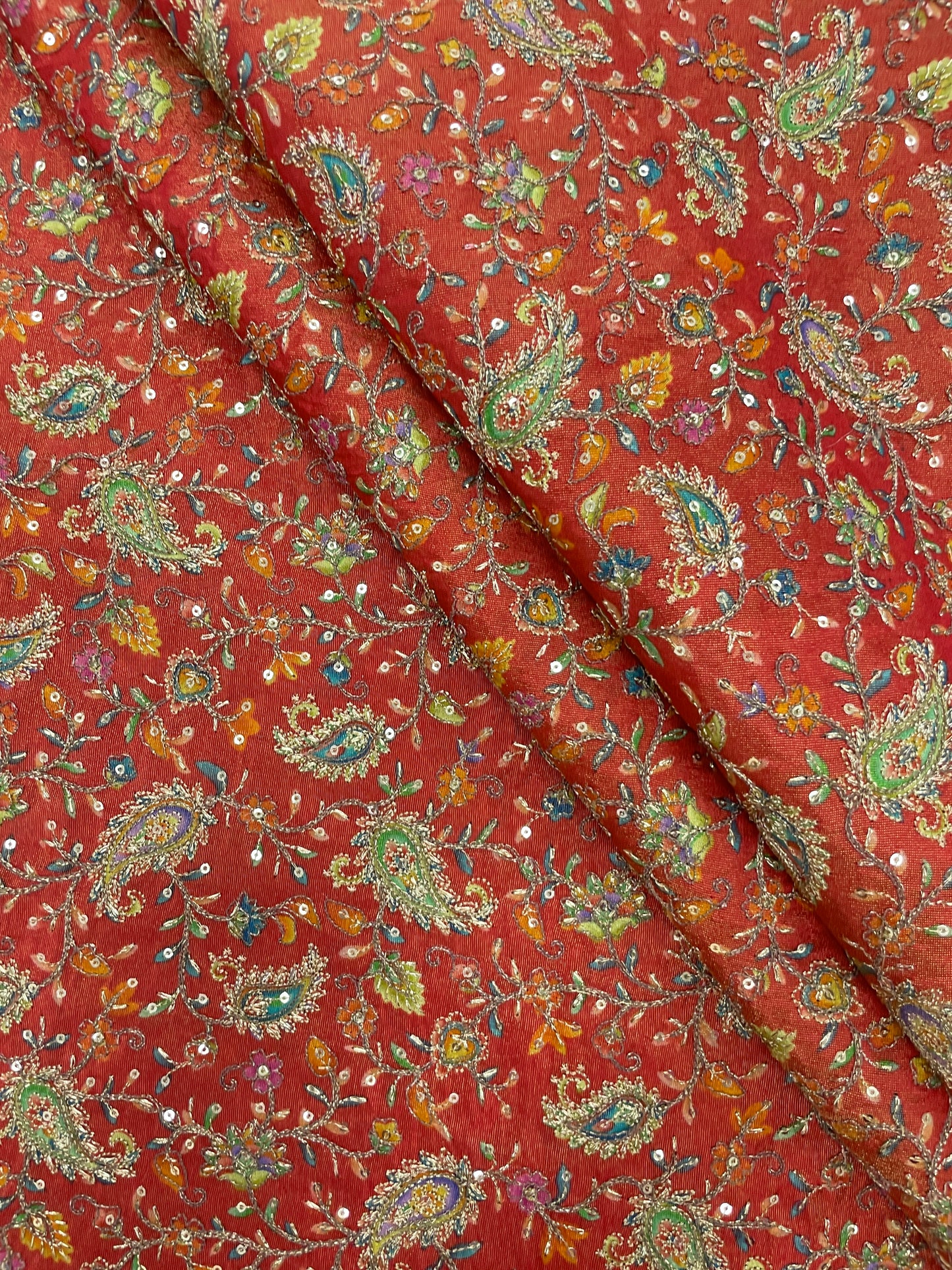 Tissue Print With Embroidery (colors available) 44"inch