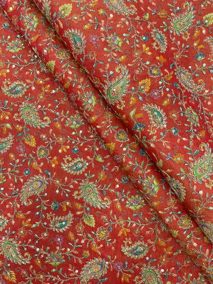 Tissue Print With Embroidery (colors available) 44"inch