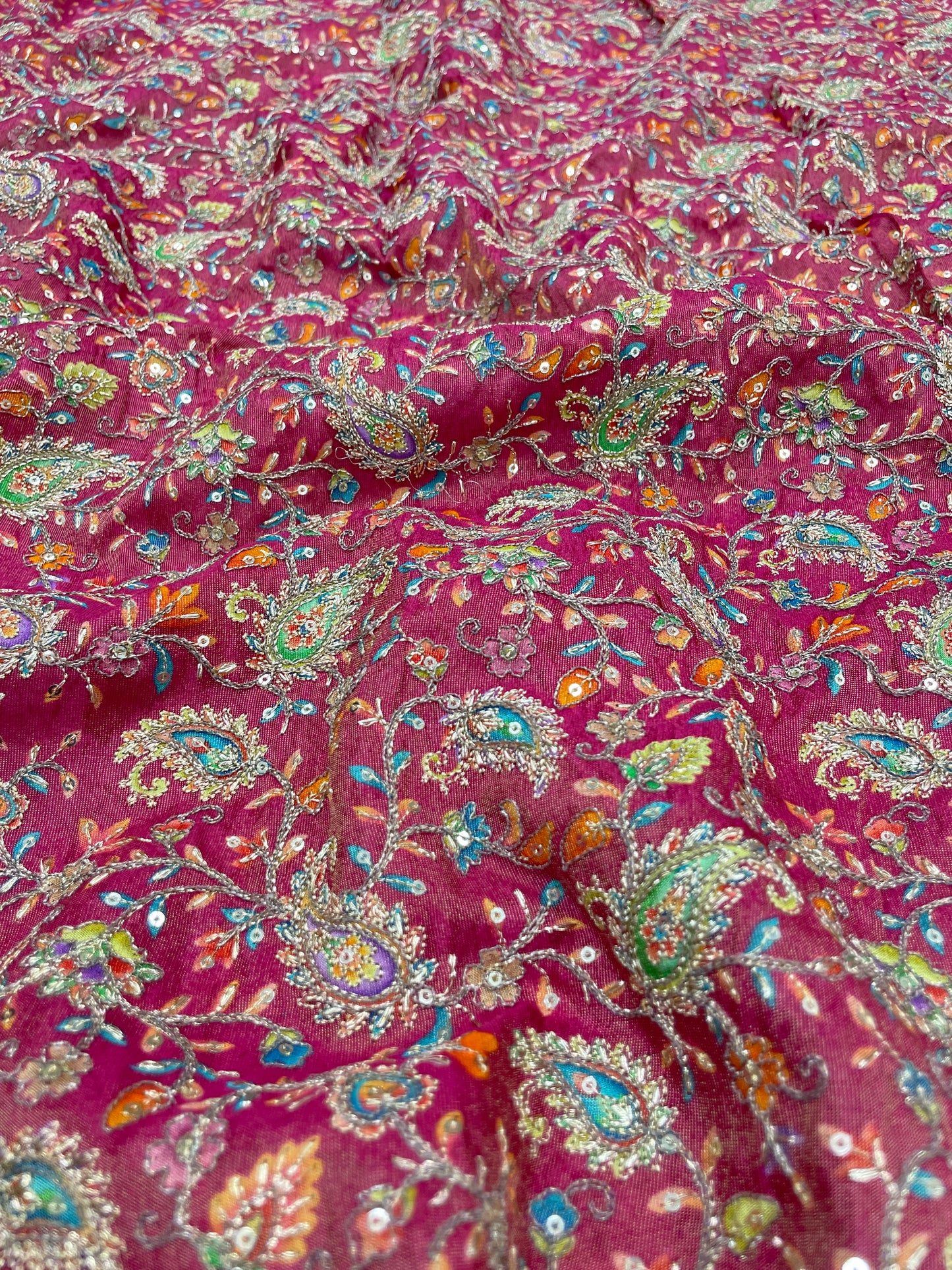 Tissue Print With Embroidery (colors available) 44"inch