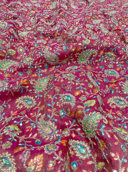 Tissue Print With Embroidery (colors available) 44"inch