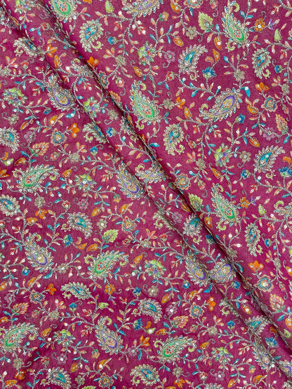 Tissue Print With Embroidery (colors available) 44"inch