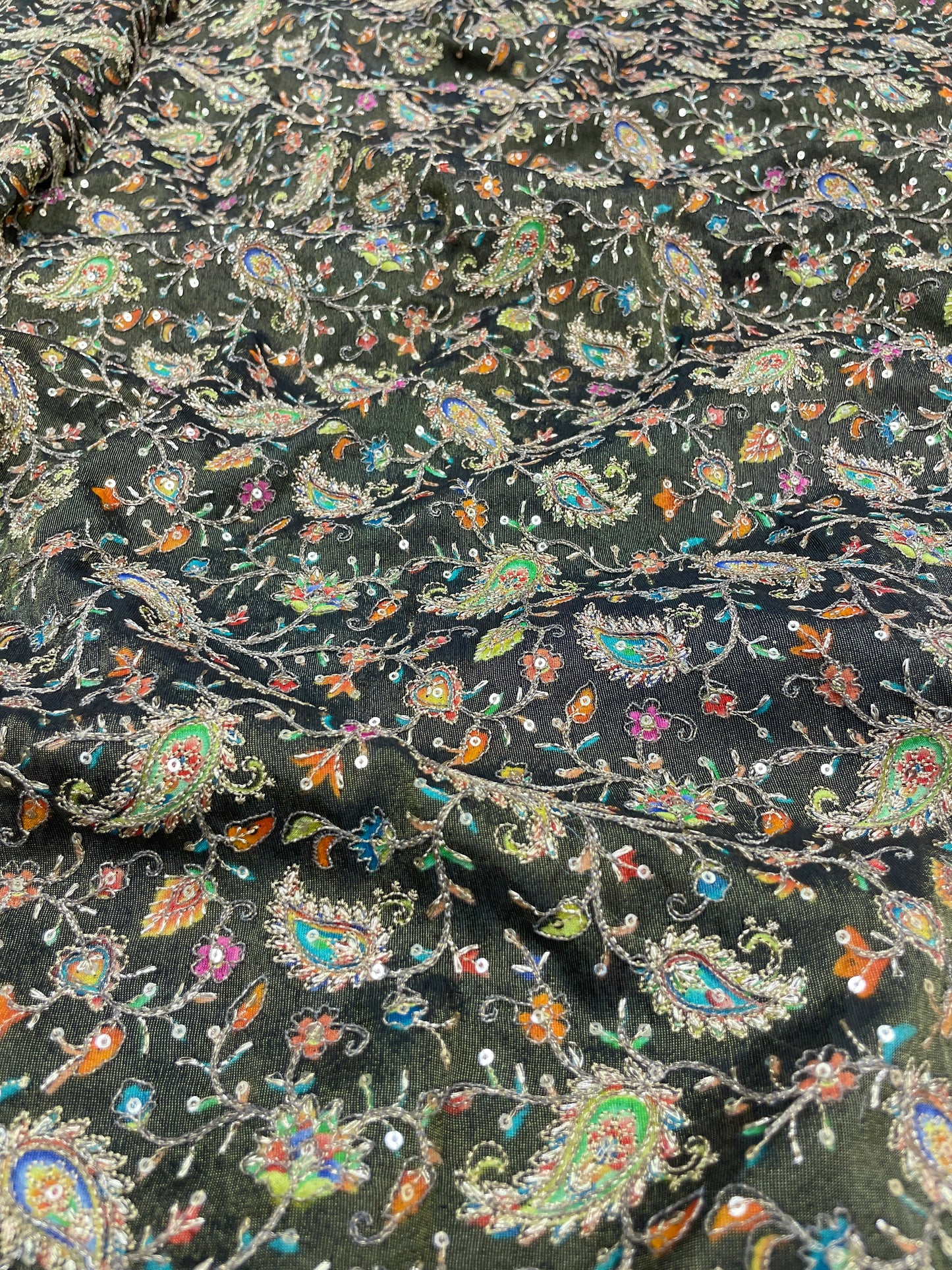 Tissue Print With Embroidery (colors available) 44"inch