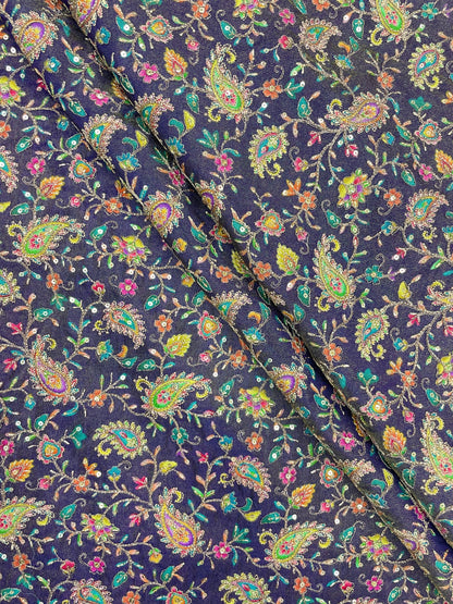 Tissue Print With Embroidery (colors available) 44"inch