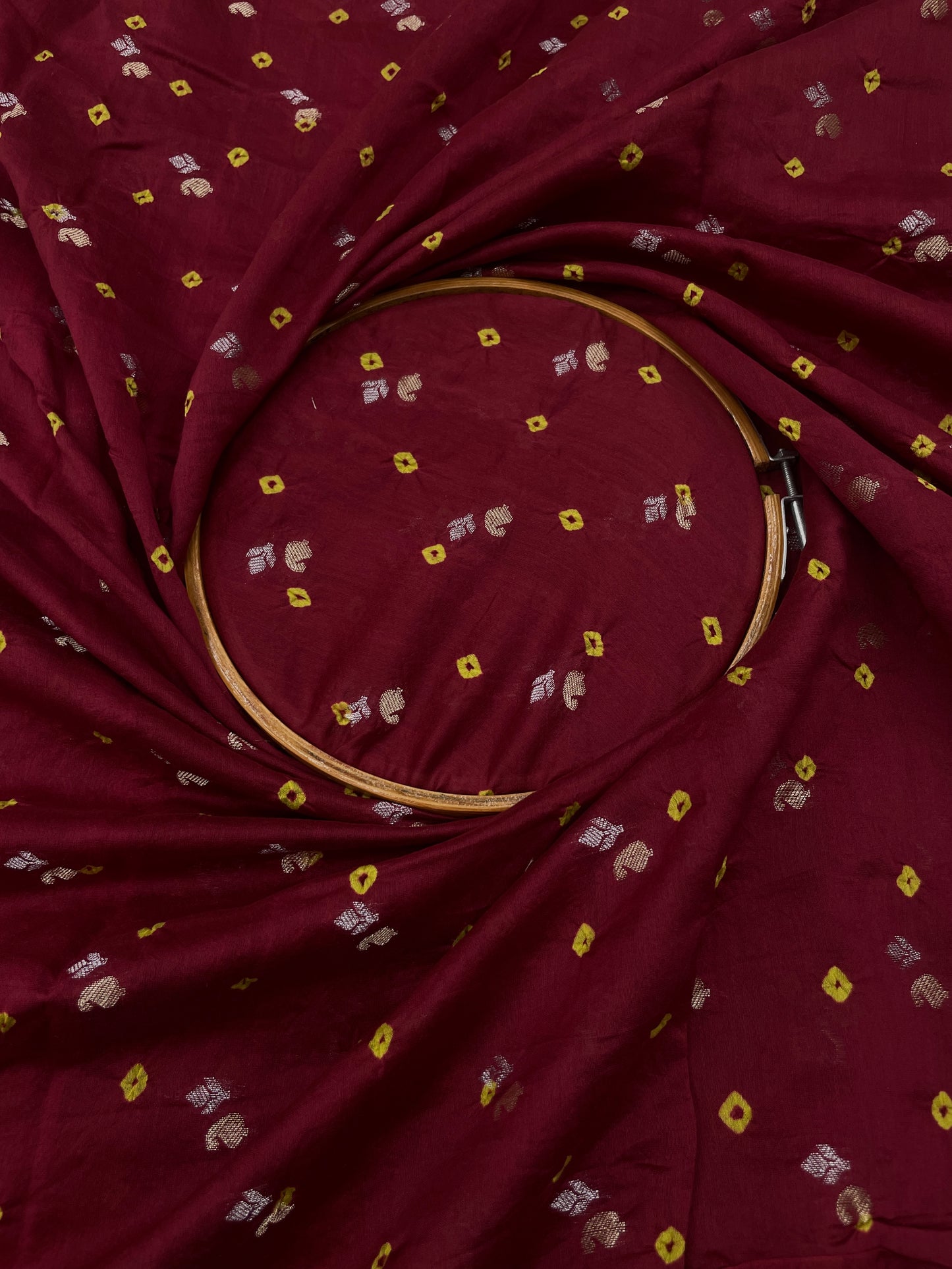 Pure Chanderi Zari Butti With Hand Bandhni (Color Available)