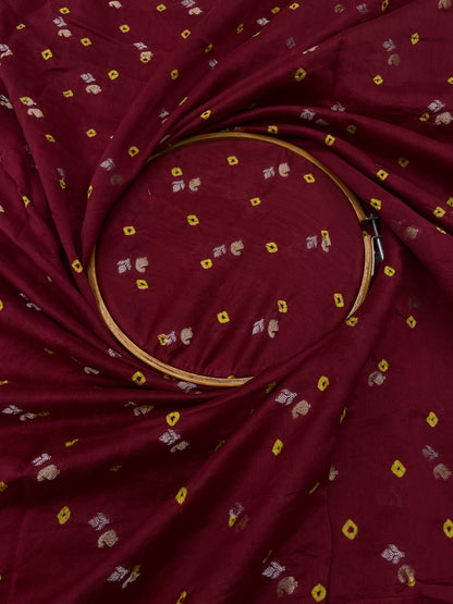 Pure Chanderi Zari Butti With Hand Bandhni (Color Available)